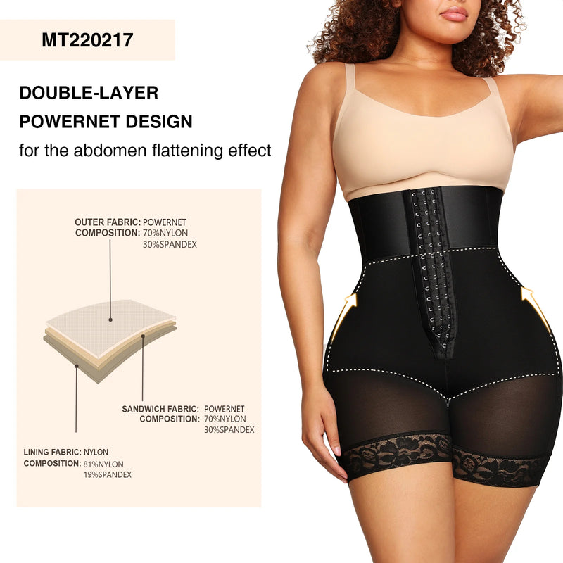 HEXIN Women's High-Waisted Waist Trainer & Butt Lifter Shapewear Shorts