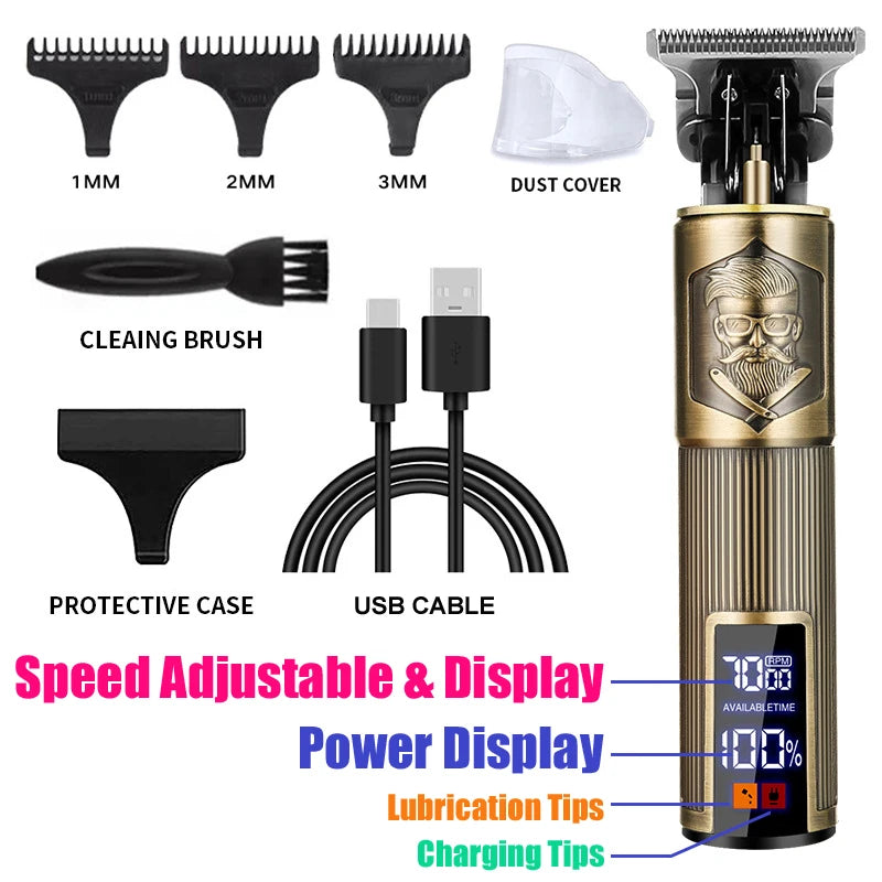 T9 Professional Hair Clipper – Powerful Beard and Hair Cutting Machine with Lithium Battery