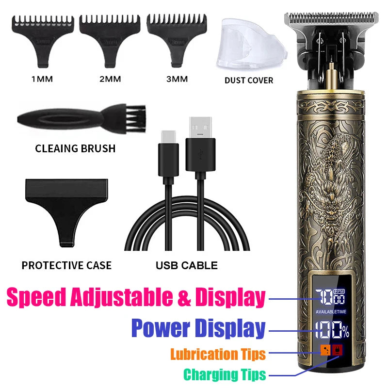 T9 Professional Hair Clipper – Powerful Beard and Hair Cutting Machine with Lithium Battery