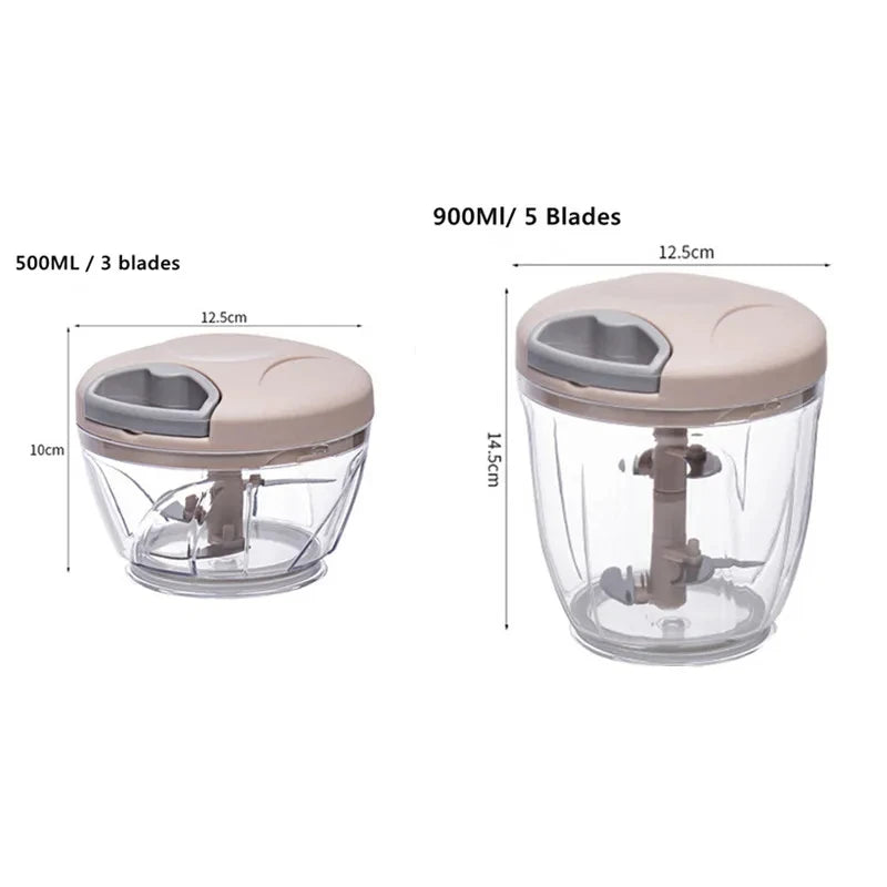 Multi-Function Manual Meat Grinder & Vegetable Chopper – 500/900ML Hand-Pull Crusher for Garlic, Onion, and More