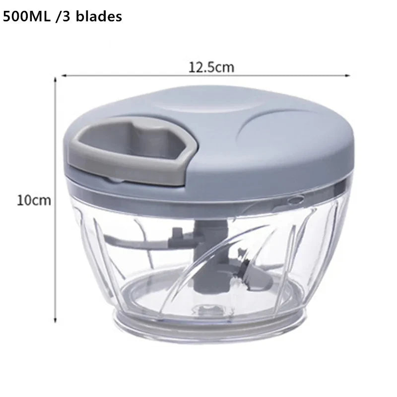 Multi-Function Manual Meat Grinder & Vegetable Chopper – 500/900ML Hand-Pull Crusher for Garlic, Onion, and More