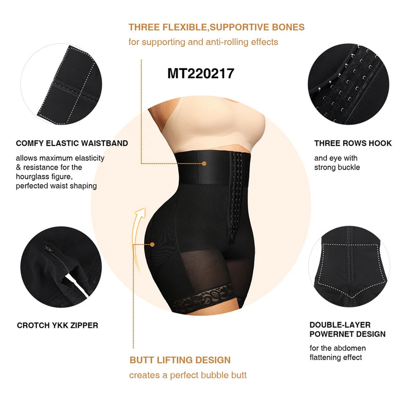 HEXIN Women's High-Waisted Waist Trainer & Butt Lifter Shapewear Shorts