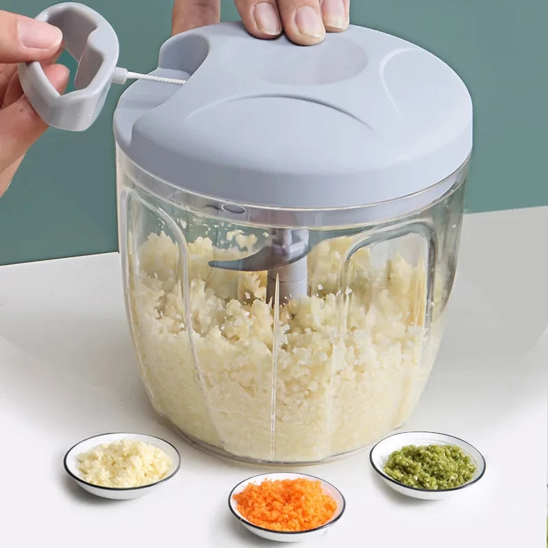 Multi-Function Manual Meat Grinder & Vegetable Chopper – 500/900ML Hand-Pull Crusher for Garlic, Onion, and More